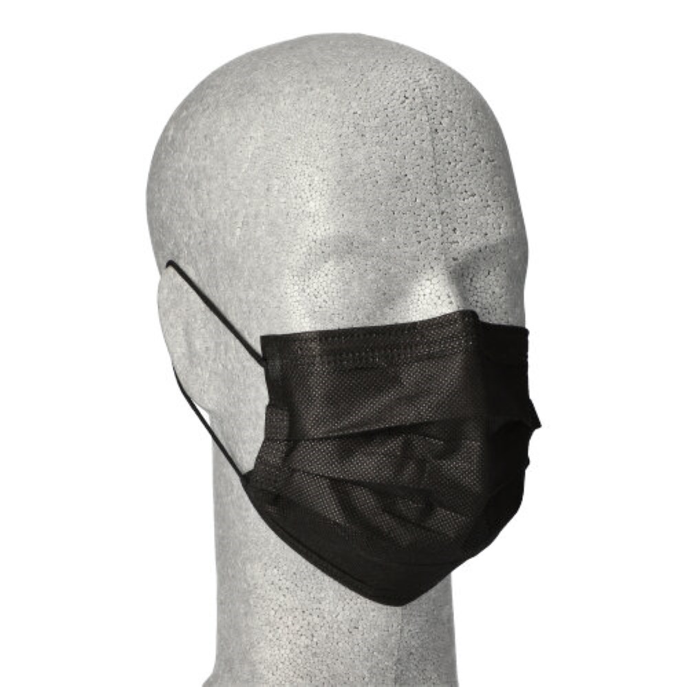 50 "Medi-Inn" Mundschutz Type II 3-lagig 9 cm x 17,5 cm schwarz mit Nasenbügel