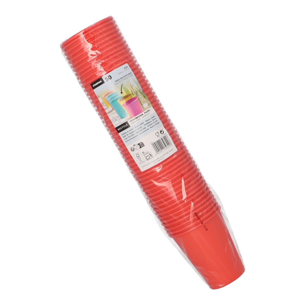 50 Trinkbecher, Pappe "To Go" 0,2 l Ø 8 cm · 9,2 cm rot