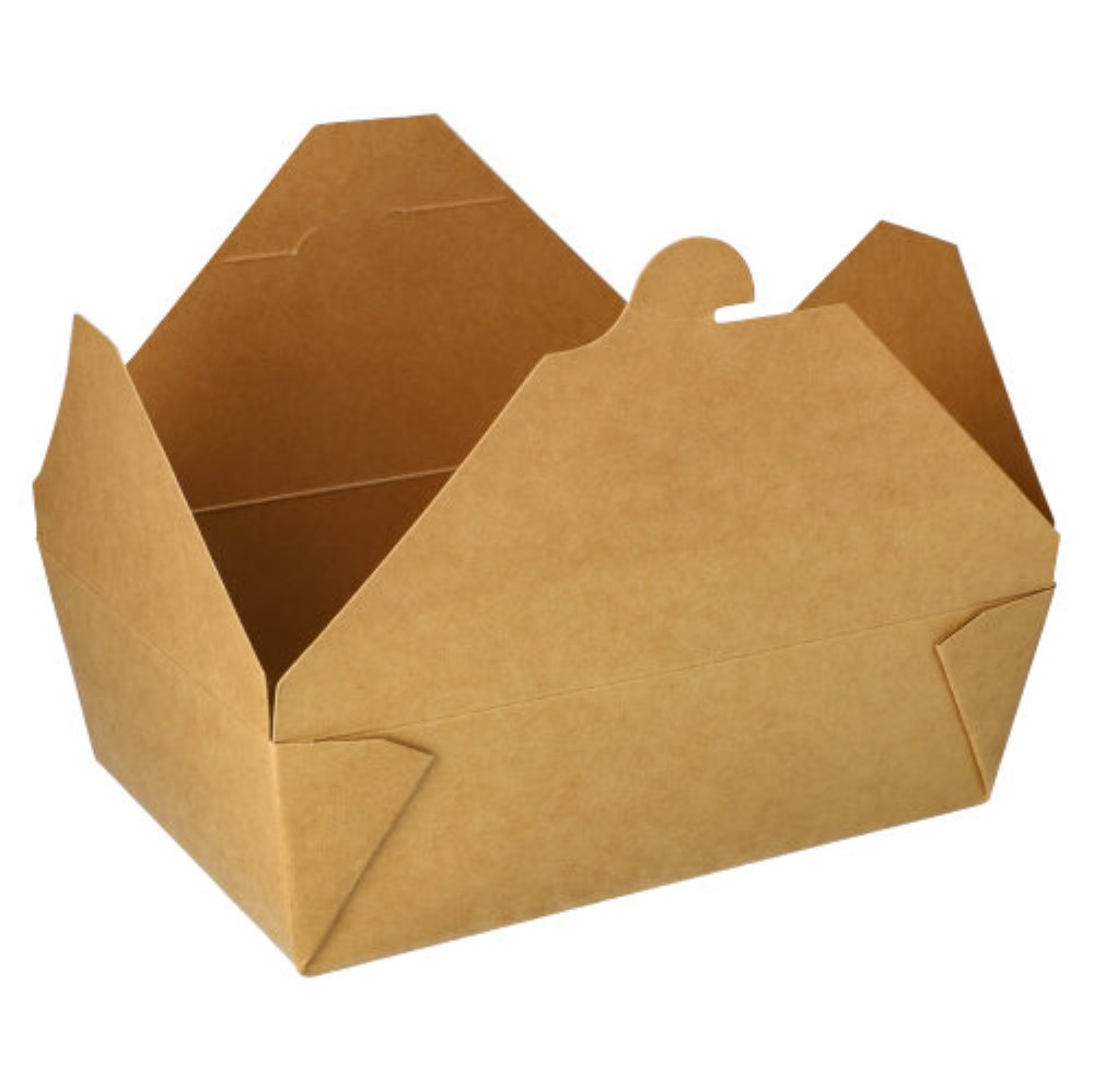 50 Lunchboxen, Pappe "pure" 2000 ml 6,4 cm x 14 cm x 19,7 cm braun