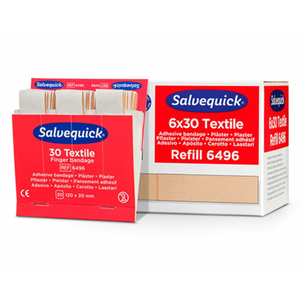 6 Set "Cederroth" Salvequick Textil Pflaster (30 Stück) braun "Finger Bandage" , Refill