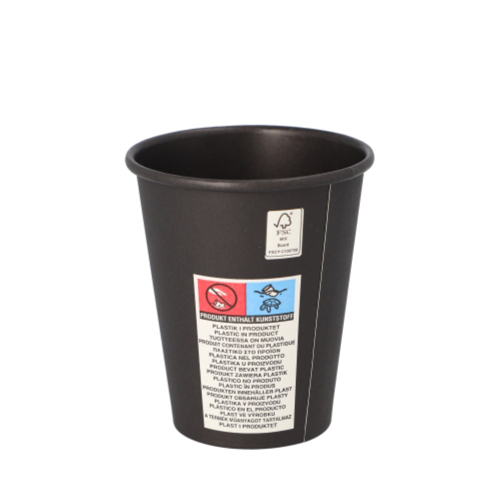 50 Trinkbecher, Pappe "To Go" 0,2 l Ø 8 cm · 9,2 cm schwarz