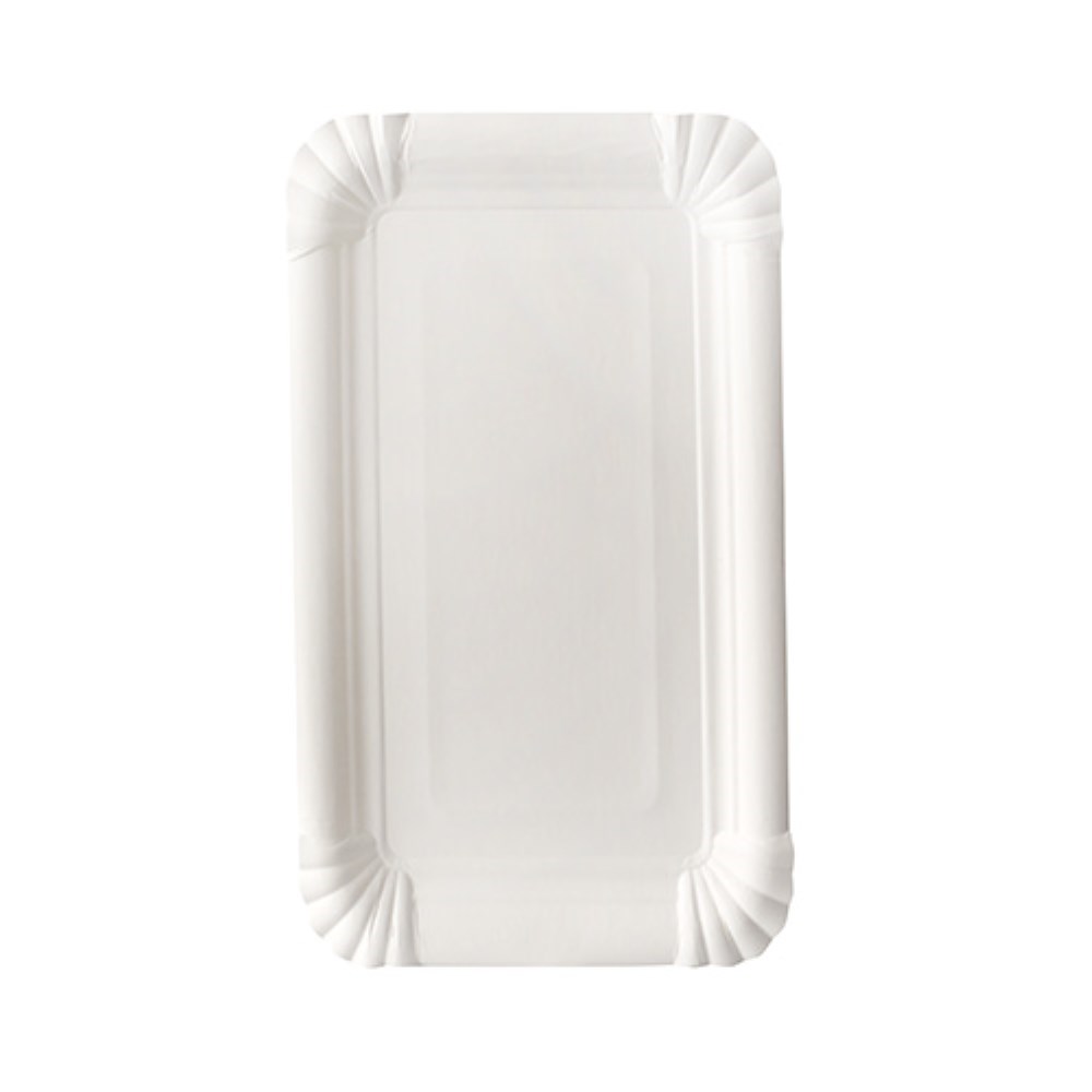 12 Teller, Pappe "pure" eckig 13 cm x 20 cm weiss