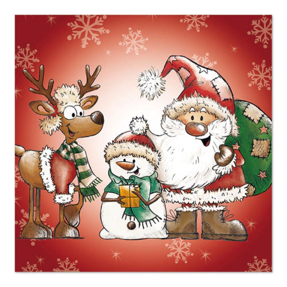 20 Servietten, 3-lagig 1/4-Falz 33 cm x 33 cm "Santa`s Companions"