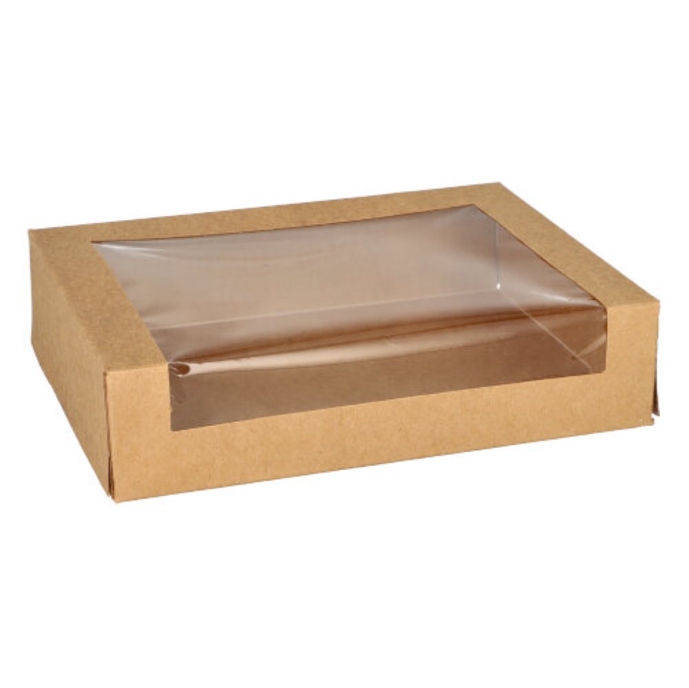 25 Sushi-Schalen, Pappe eckig 4,5 cm x 19,5 cm x 14 cm braun