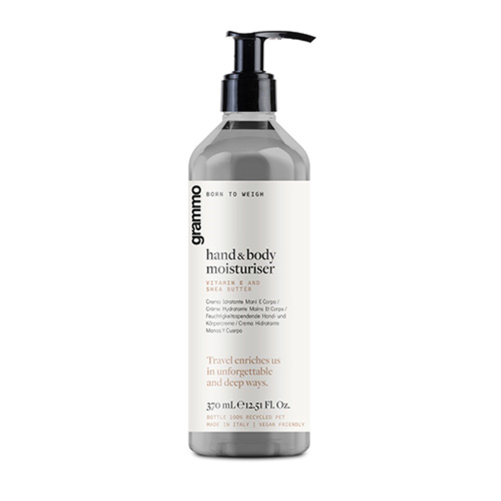 Hand & Body Lotion 370 ml "grammo" , Körpercreme, mit Vitamin E und Sheabutter im Pumpspender Hand & Body Lotion 370 ml "grammo" , Körpercreme, mit Vitamin E und Sheabutter im Pumpspender
