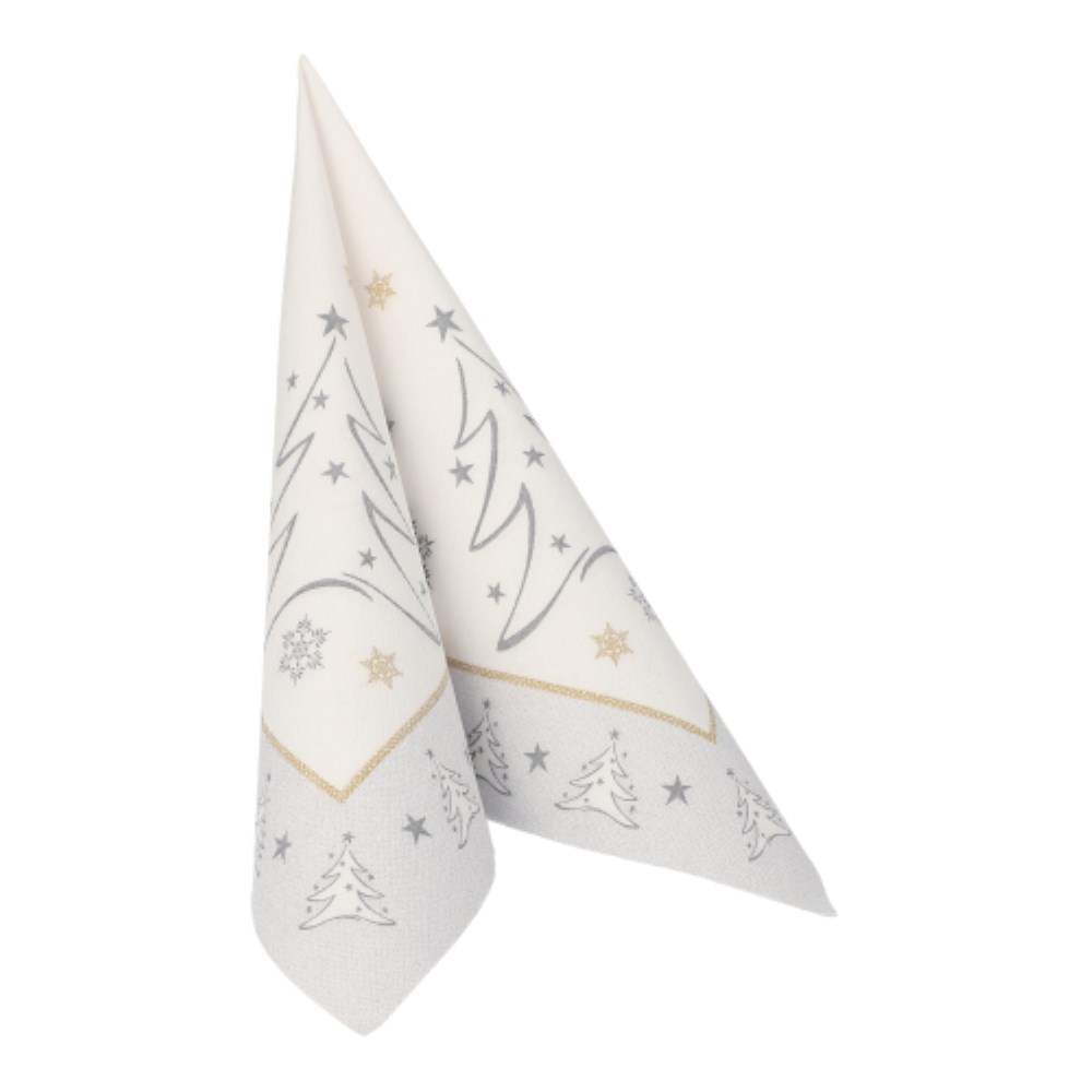 50 Servietten "ROYAL Collection" 1/4-Falz 40 cm x 40 cm silber "X-Mas Elegance"