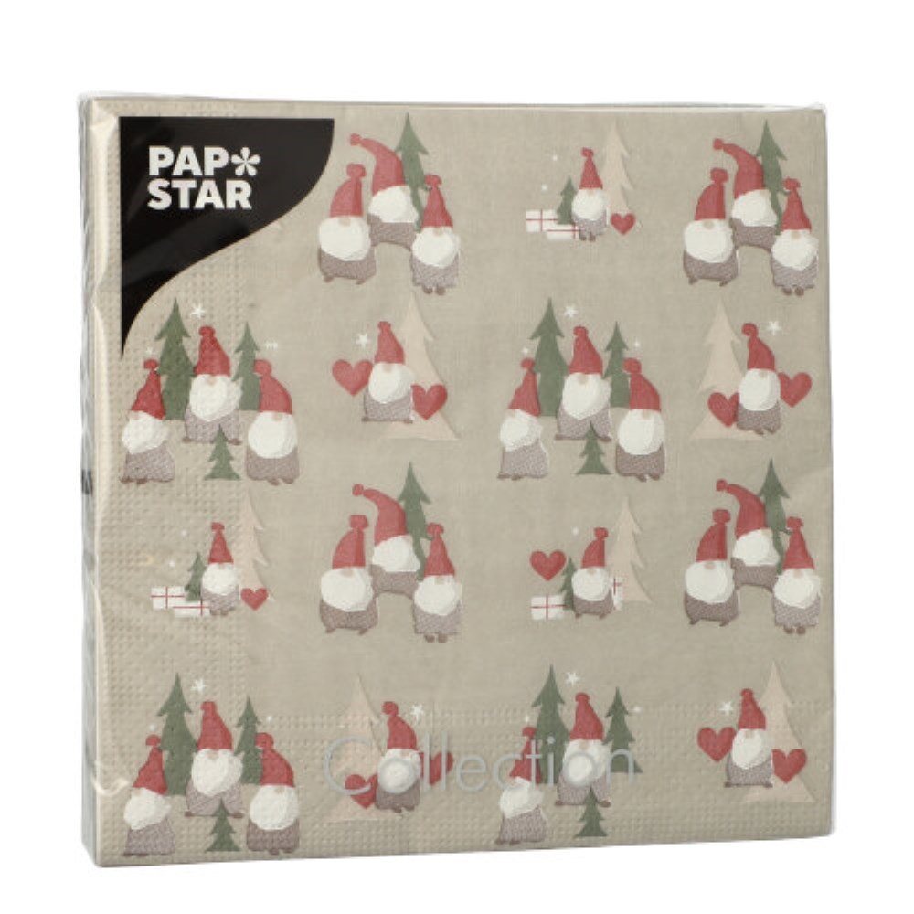 20 Servietten, 3-lagig 1/4-Falz 33 cm x 33 cm "Tomte"