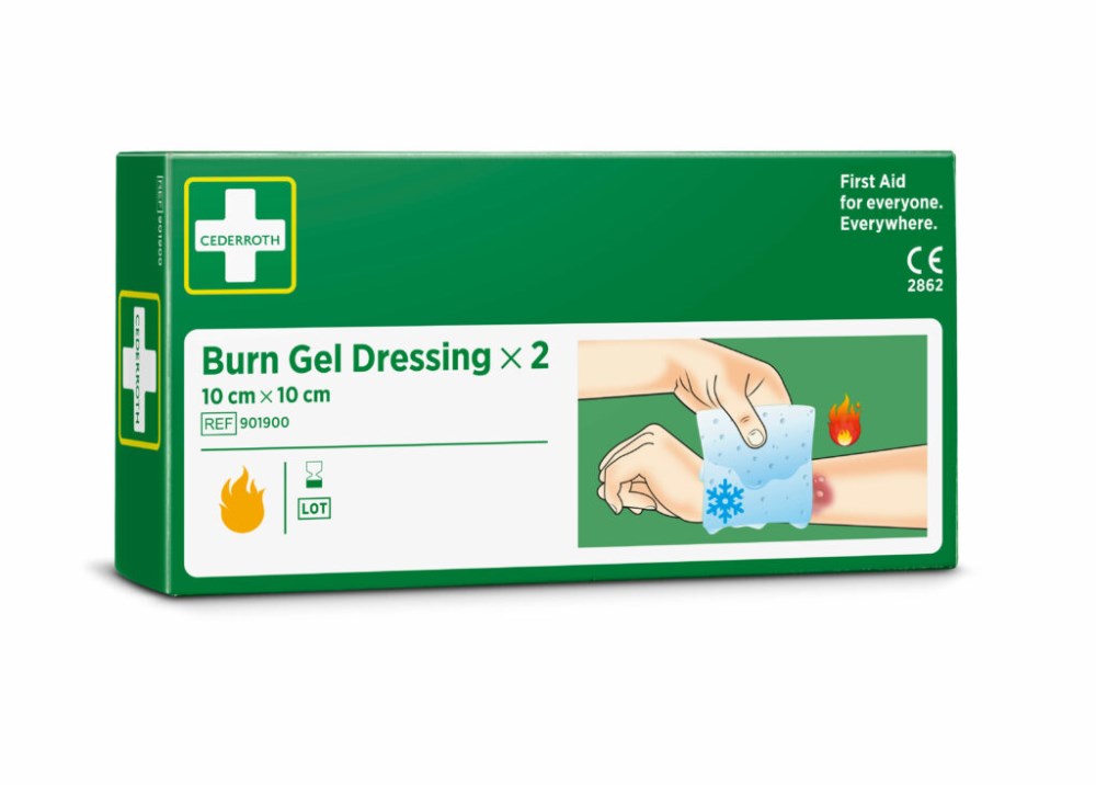 2 "Cederroth" Burn Gel Dressing Verband 10 cm x 10 cm