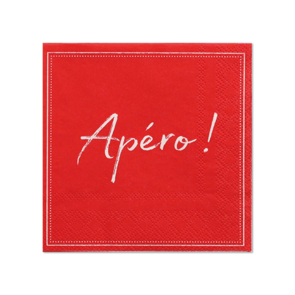 20 Servietten, 3-lagig 1/4-Falz 25 cm x 25 cm rot "Apero"