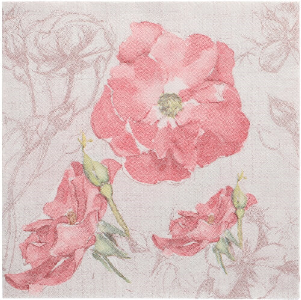 50 Servietten "ROYAL Collection" 1/4-Falz 40 cm x 40 cm rosa "Blossom"