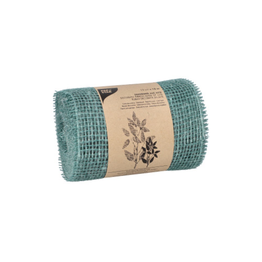 Dekoband Jute 10 m x 15 cm jadegrün