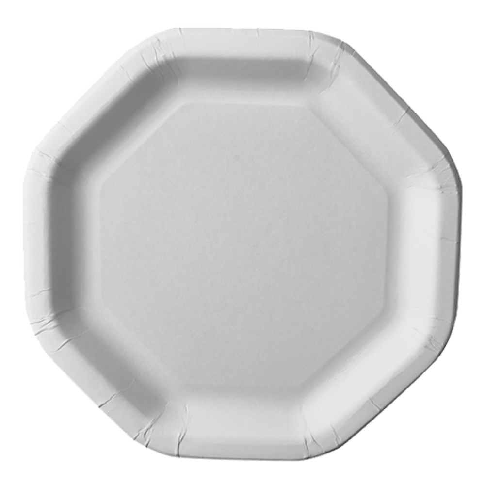 50 Teller, Pappe "pure" 8-eckig 23,5 cm x 23,5 cm weiss