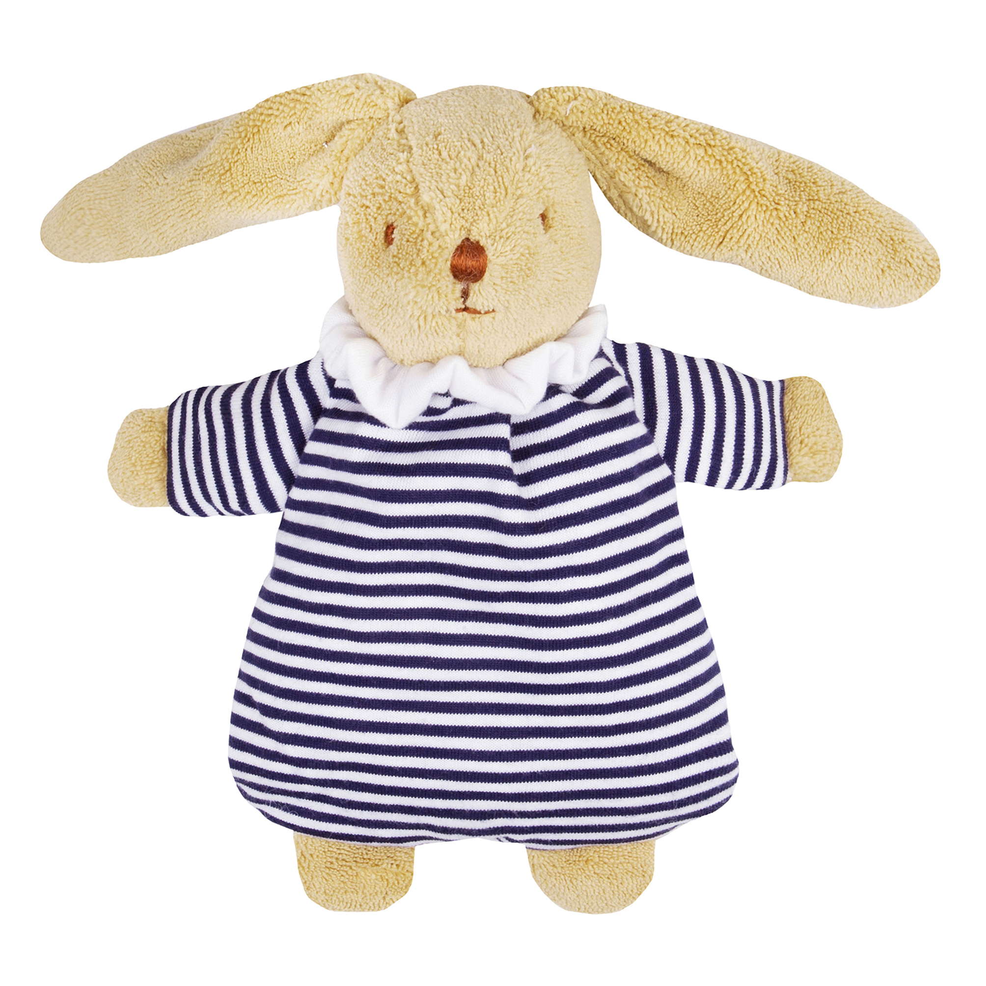 Kuschelhase mit Rassel Marine Streifen 20Cm