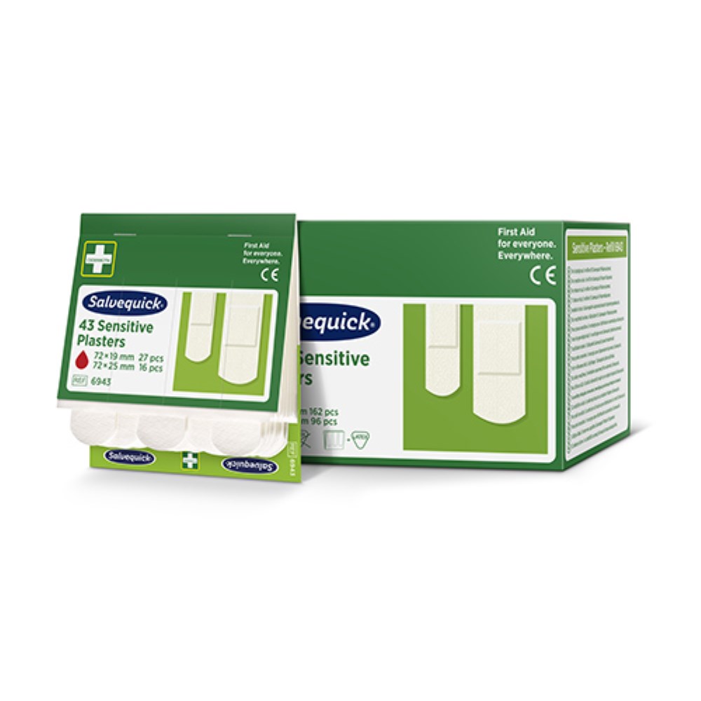 6 Set "Cederroth" Salvequick Sensitive Pflaster (43 Stück) weiss , Refill