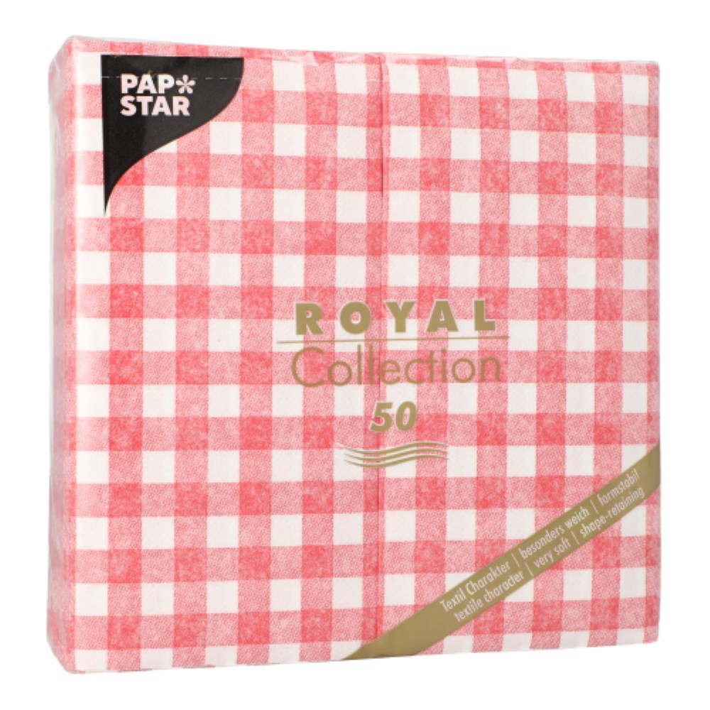 50 Servietten "ROYAL Collection" 1/8-Falz 40 cm x 40 cm rot "Vichy Karo"