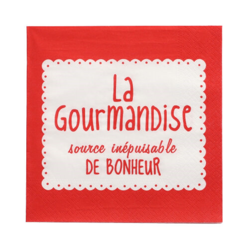 20 Servietten, 3-lagig 1/4-Falz 33 cm x 33 cm rot "La Gourmandise"