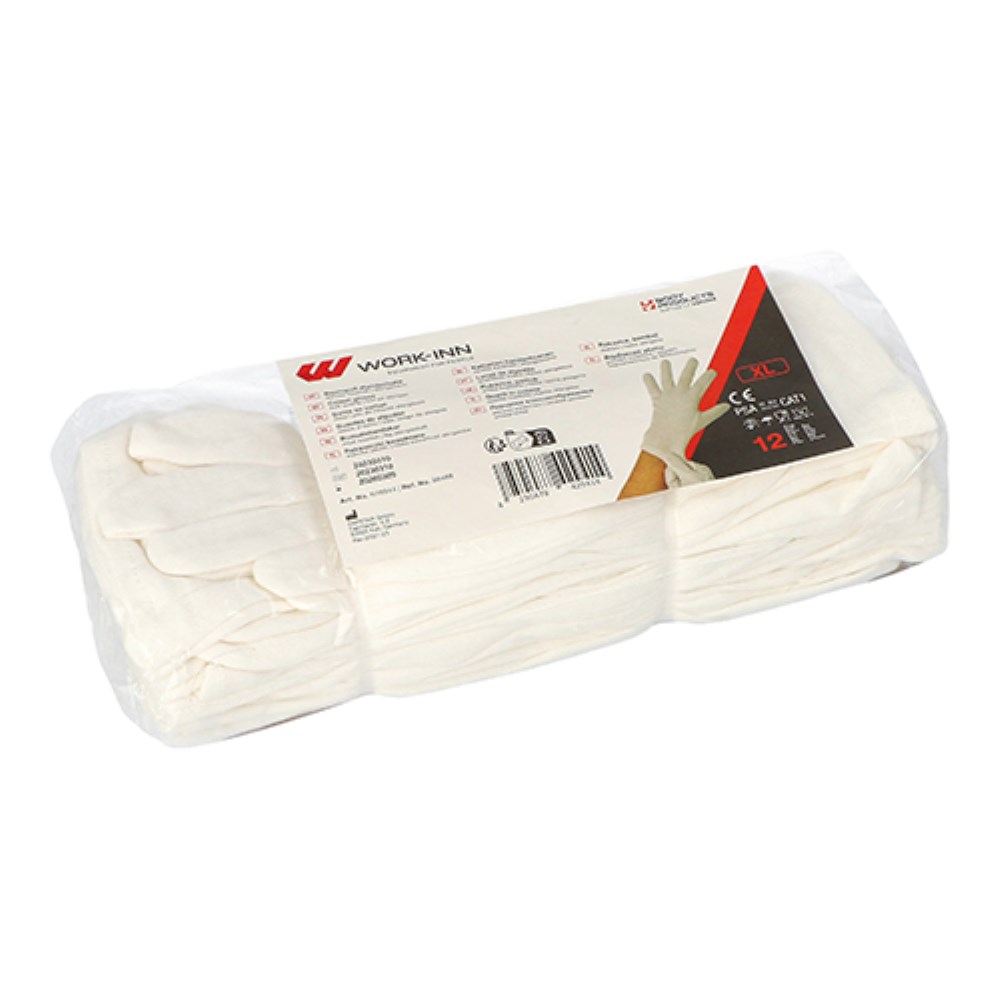 12 Paar "WORK-INN/-PS" Baumwollhandschuhe weiss Größe: XL