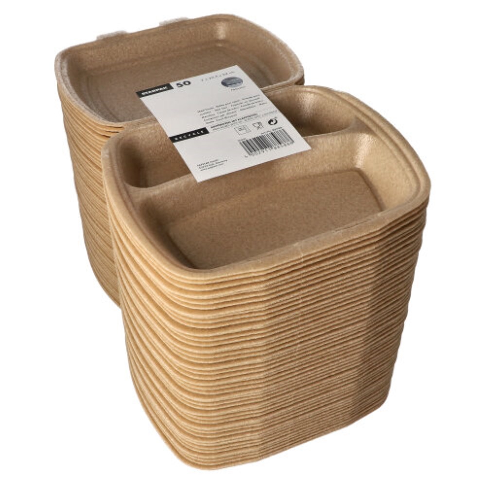 50 Menüboxen mit Klappdeckel, XPP 3-geteilt 7 cm x 20,5 cm x 24 cm beige