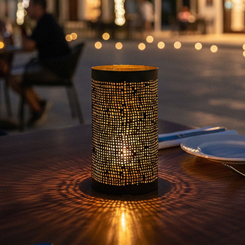 4 Kerzenhalter Ø 8 cm · 15 cm schwarz/gold "Ibiza"