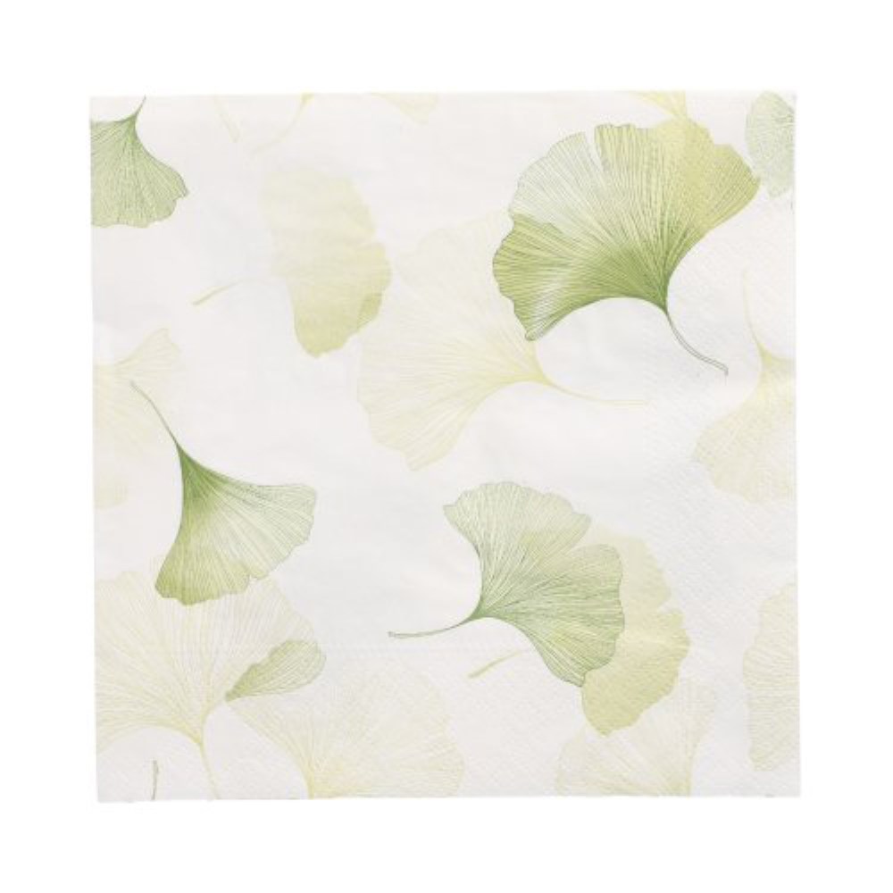 20 Servietten, 3-lagig 1/4-Falz 33 cm x 33 cm "Light Ginko"