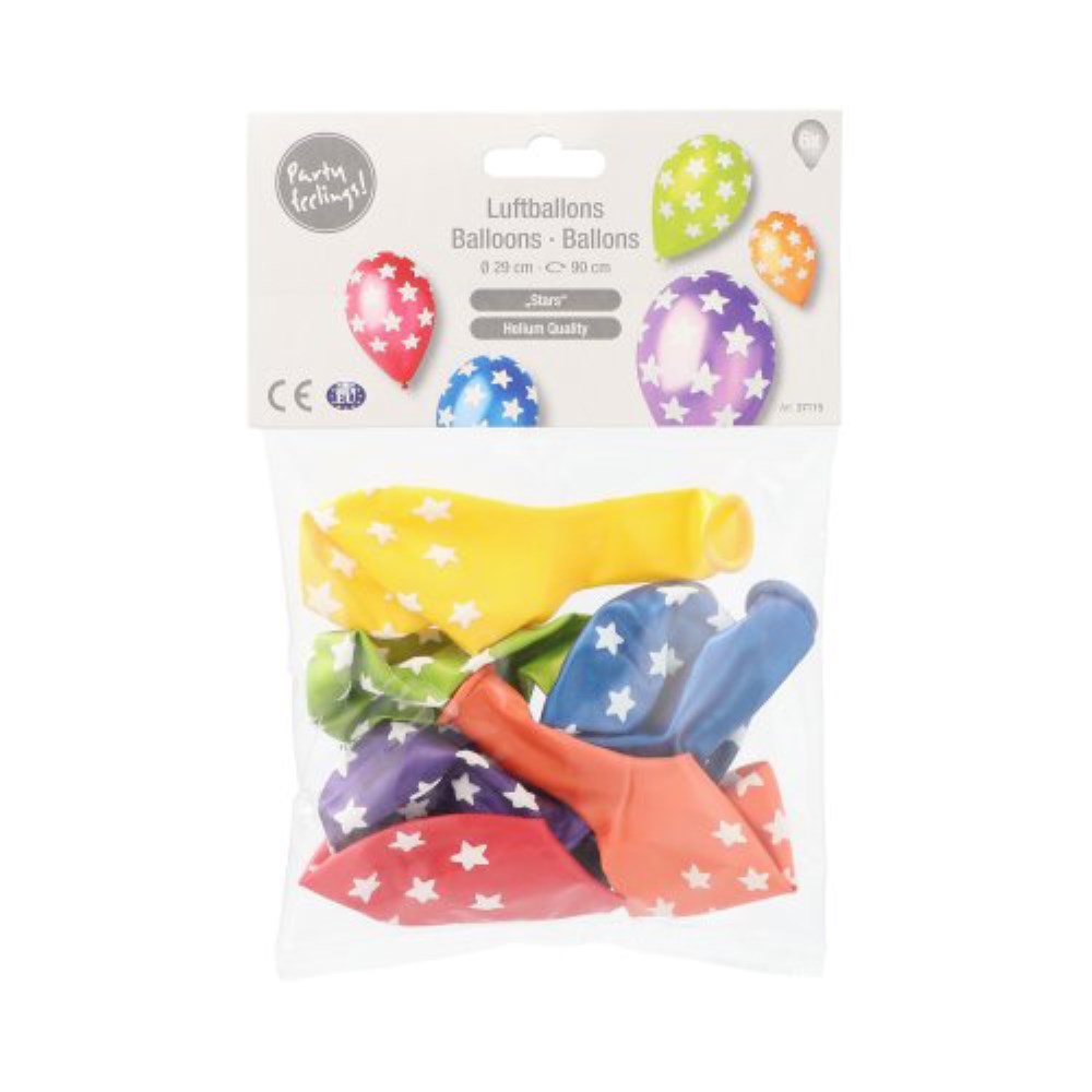 6 Luftballons Ø 29 cm farbig sortiert "Stars"