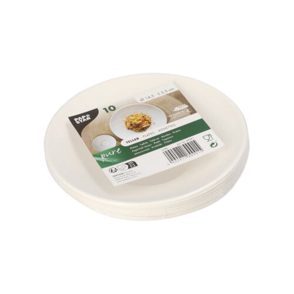 10 Teller Zuckerrohr "pure" rund Ø 14,5 cm · 3,5 cm weiss "Cella" 10 Teller Zuckerrohr "pure" rund Ø 14,5 cm · 3,5 cm weiss "Cella"