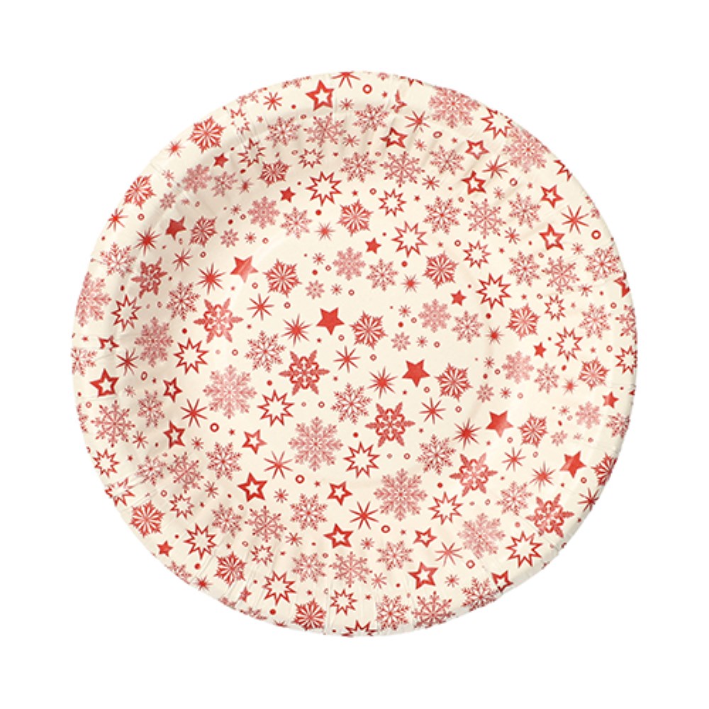 30 Schalen, Pappe rund Ø 19 cm · 3 cm weiss "Snöflinga"
