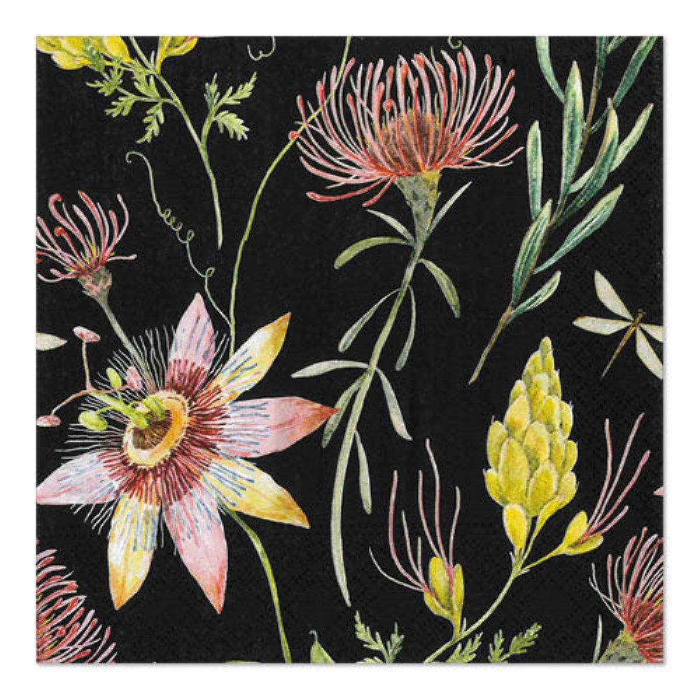 20 Servietten, 3-lagig 1/4-Falz 33 cm x 33 cm "Flowers"