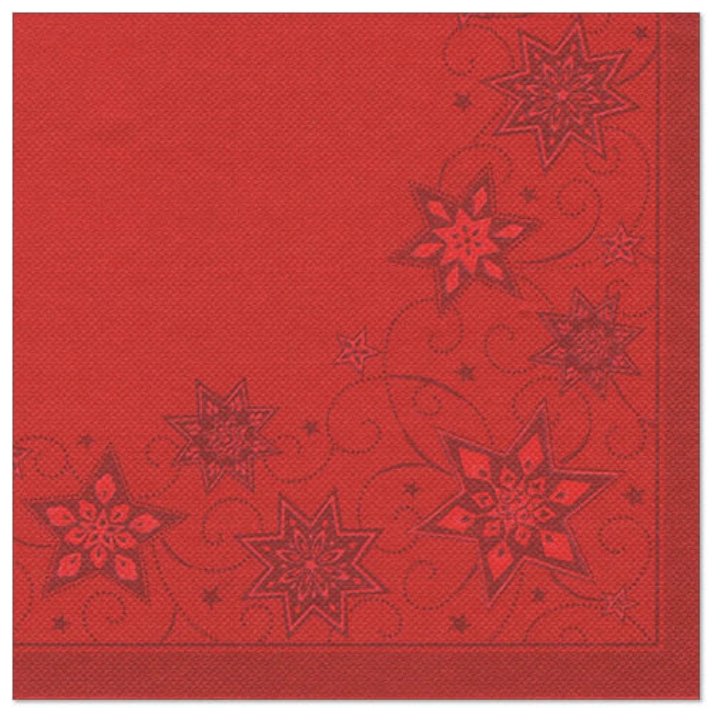 20 Servietten "ROYAL Collection" 1/4-Falz 40 cm x 40 cm rot "Just Stars"