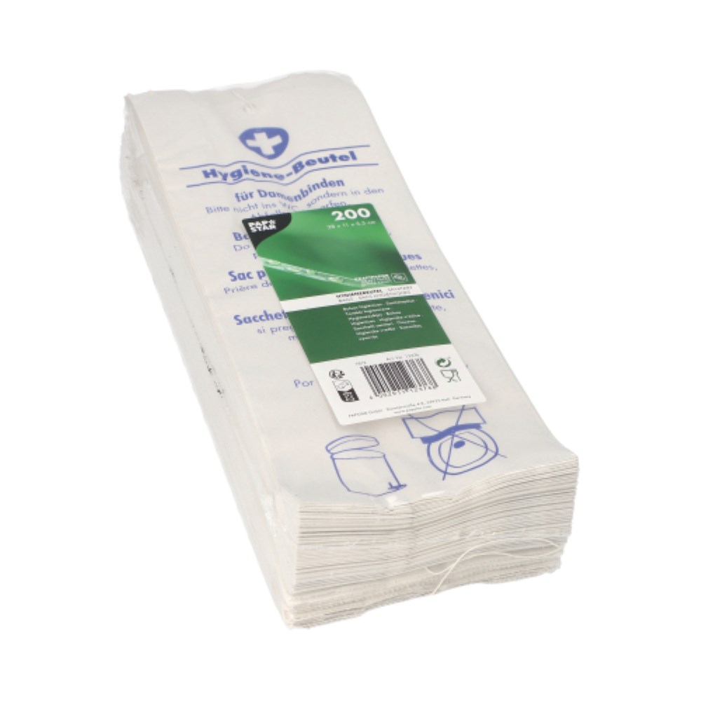 200 Hygienebeutel 28 cm x 11 cm x 5,5 cm weiss "bedruckt" 200 Hygienebeutel 28 cm x 11 cm x 5,5 cm weiss "bedruckt"