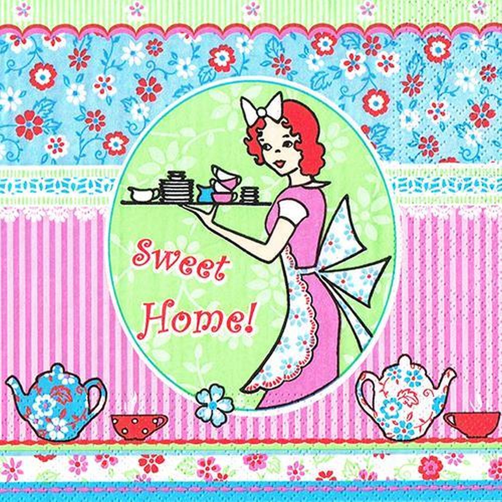 20 Servietten, 3-lagig 1/4-Falz 33 cm x 33 cm "Home Made"