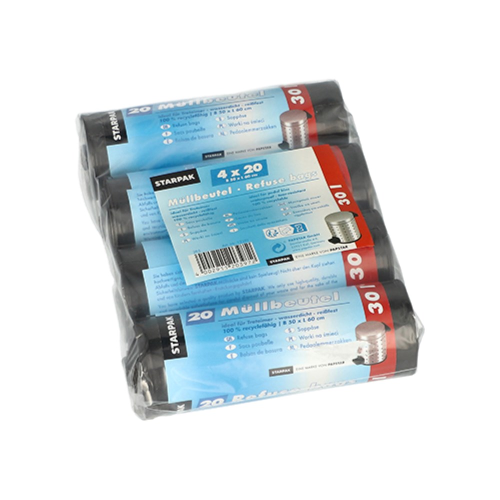 80 Müllbeutel, LDPE 30 l 60 cm x 50 cm grau 17 my