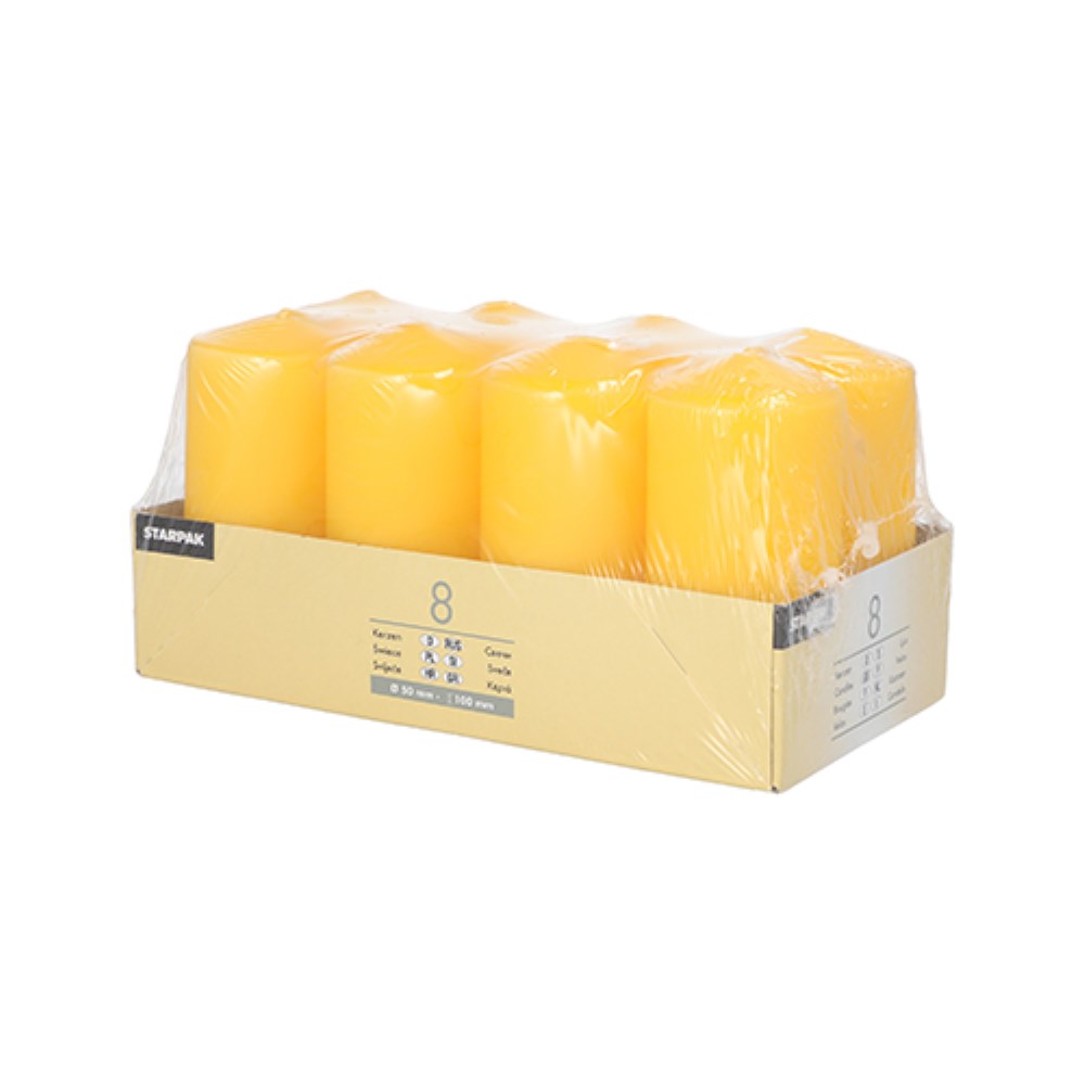8 Stumpenkerzen Ø 50 mm · 100 mm goldgelb 8 Stumpenkerzen Ø 50 mm · 100 mm goldgelb