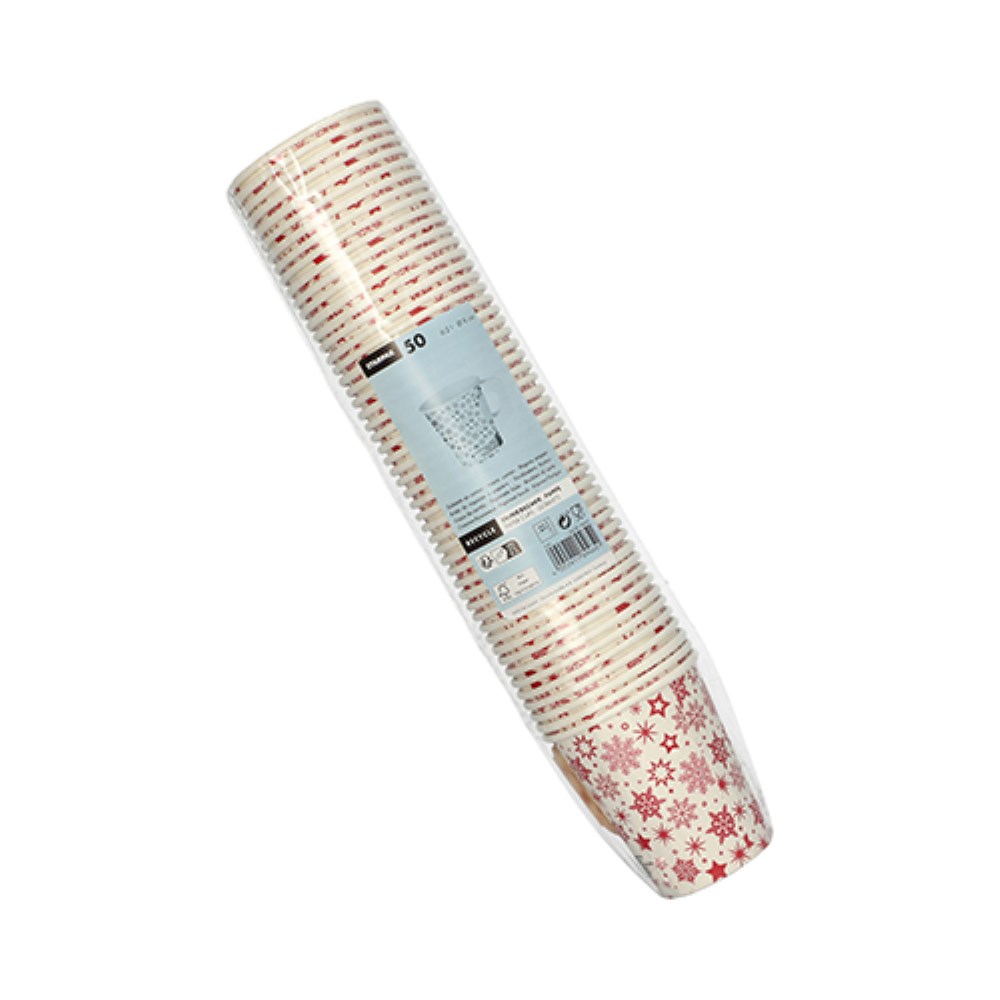 50 Trinkbecher mit Henkel, Pappe 0,2 l Ø 8 cm · 9,3 cm "Snöflinga"
