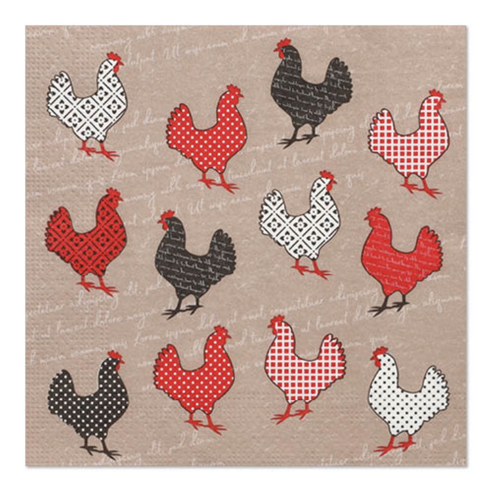 20 Servietten, 3-lagig 1/4-Falz 33 cm x 33 cm "Cocotte"