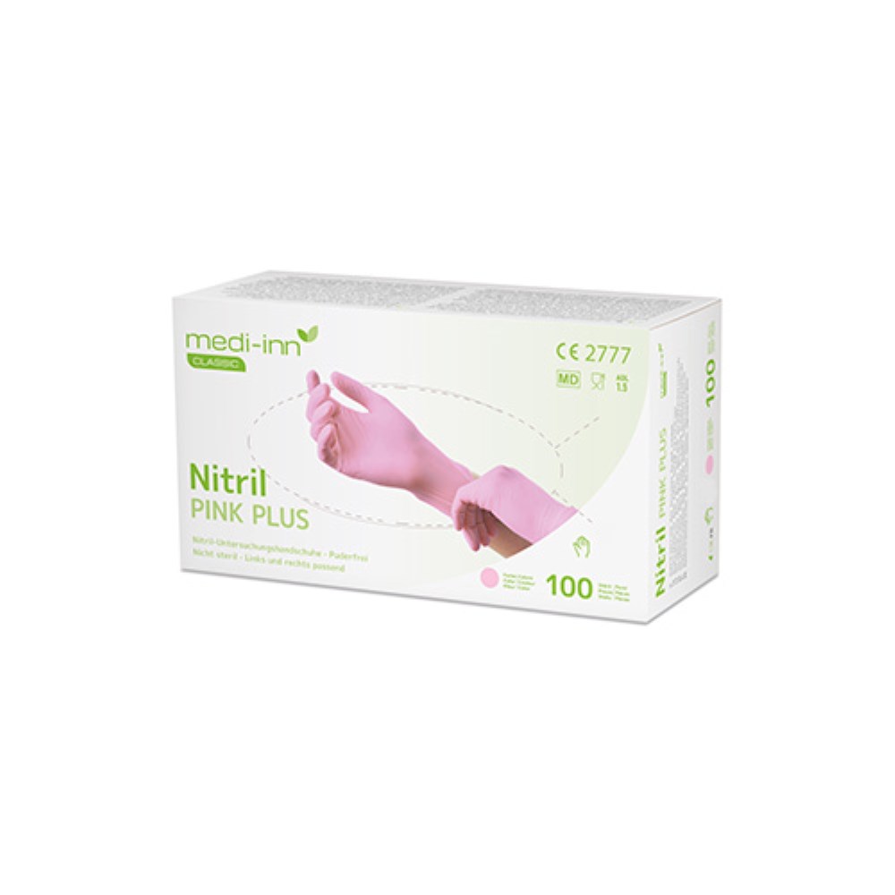 100 "Medi-Inn Classic" Handschuhe, Nitril puderfrei pink "Pink Plus" Größe: XL