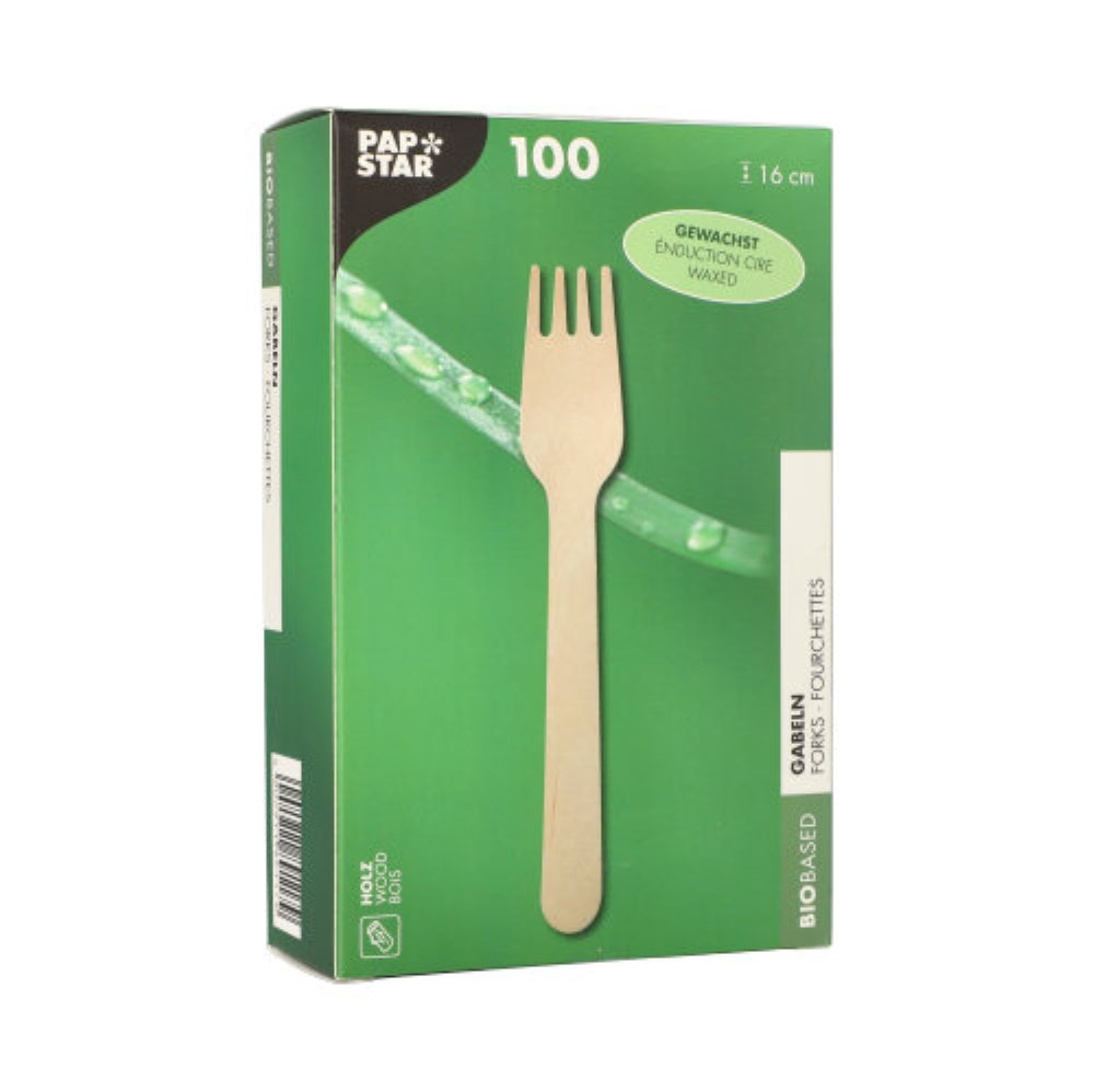 100 Gabeln, Holz "pure" 16 cm gewachst