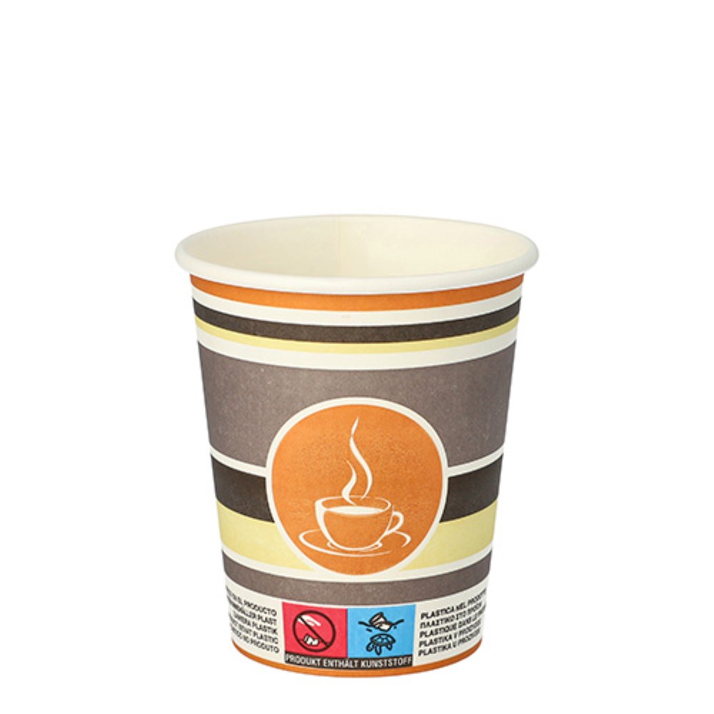 50 Trinkbecher, Pappe "To Go" 0,2 l Ø 8 cm · 9,2 cm "Coffee Rings"