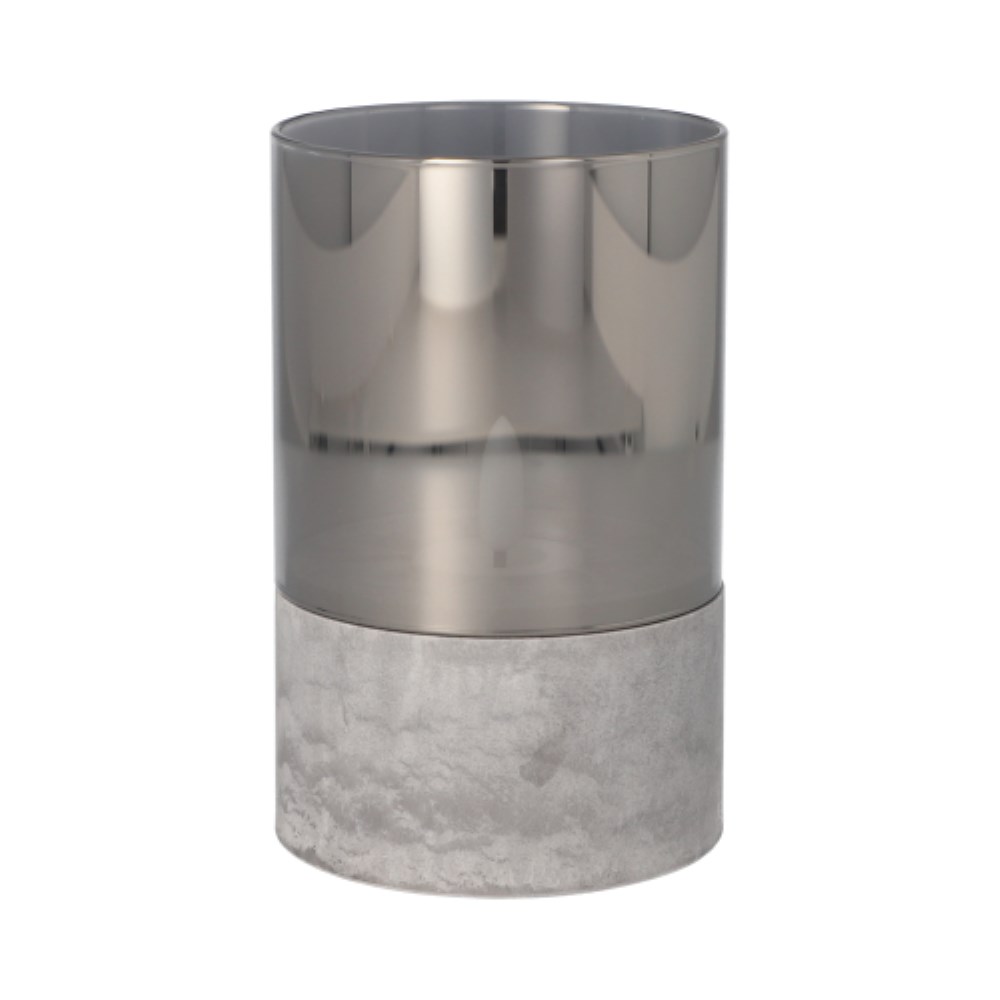 LED-Kerze Ø 8 cm · 12,5 cm grau "Gracia" mittel