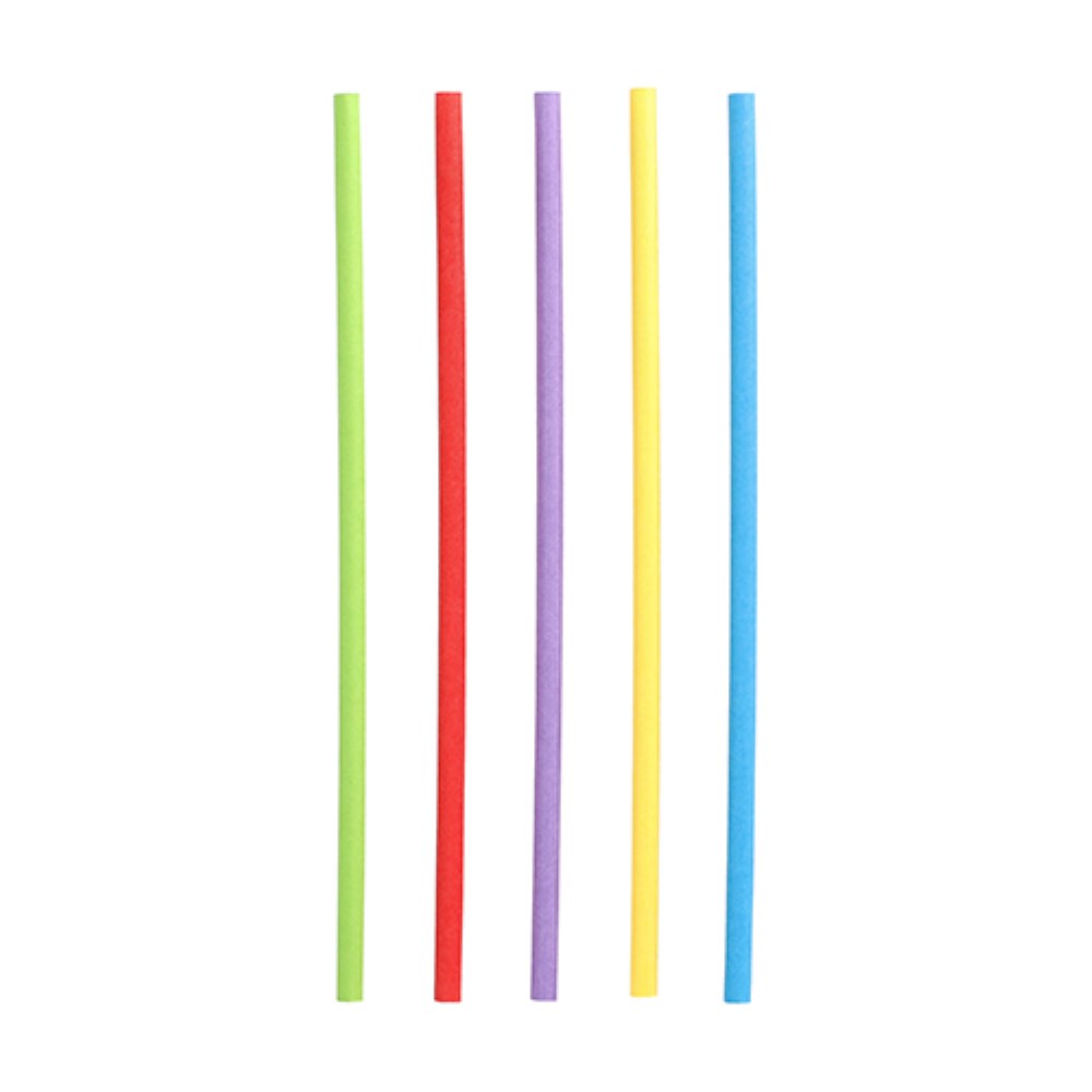 100 Trinkhalme, Papier Ø 6 mm · 20 cm farbig sortiert