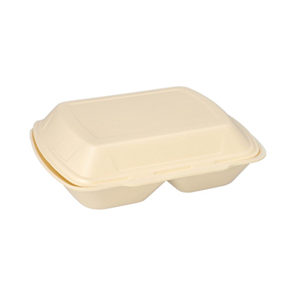 100 Menüboxen mit Klappdeckel, XPS 2-geteilt 7,5 cm x 24,3 cm x 20,8 cm creme
