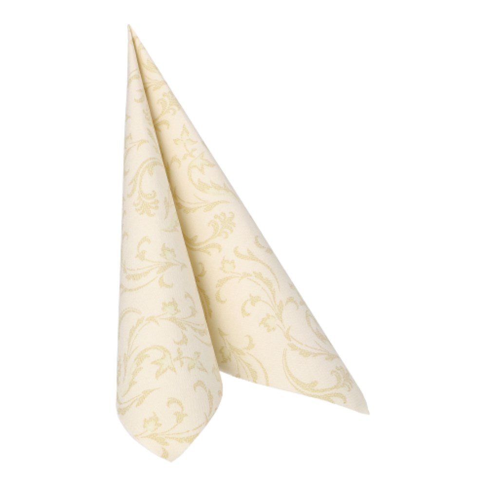 50 Servietten "ROYAL Collection" 1/4-Falz 40 cm x 40 cm champagner "Damascato"