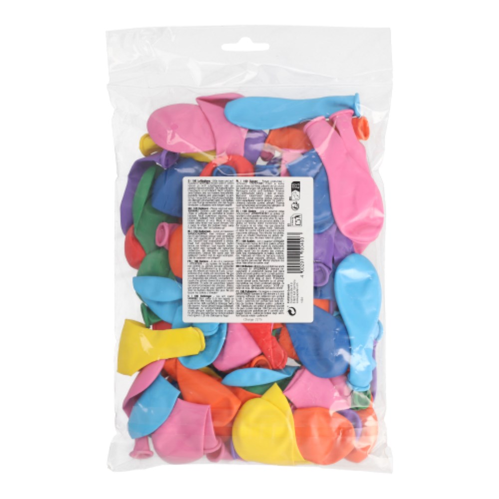 100 Luftballons rund Ø 19 cm farbig sortiert