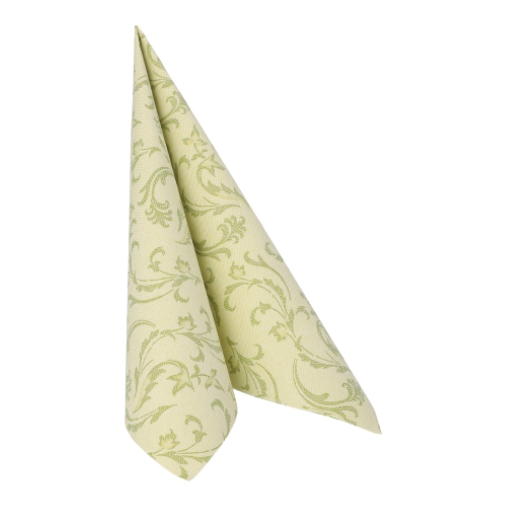 50 Servietten "ROYAL Collection" 1/4-Falz 40 cm x 40 cm olivgrün "Damascato"