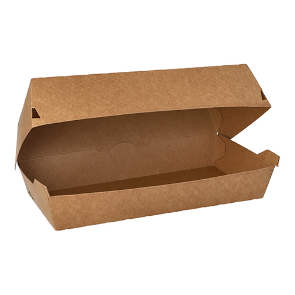 25 Baguetteboxen, Pappe "pure" 7,5 cm x 10,7 cm x 22 cm braun "100% Fair" groß