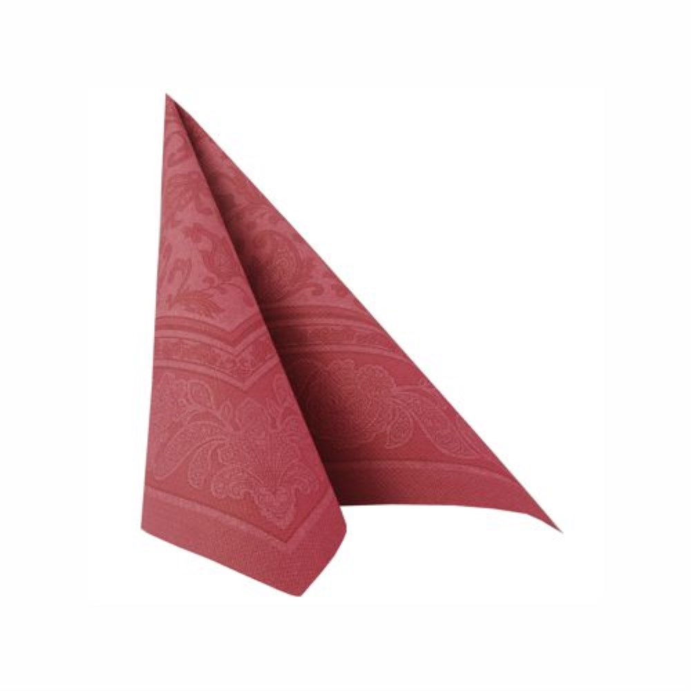 20 Servietten "ROYAL Collection" 1/4-Falz 40 cm x 40 cm bordeaux "Ornaments"