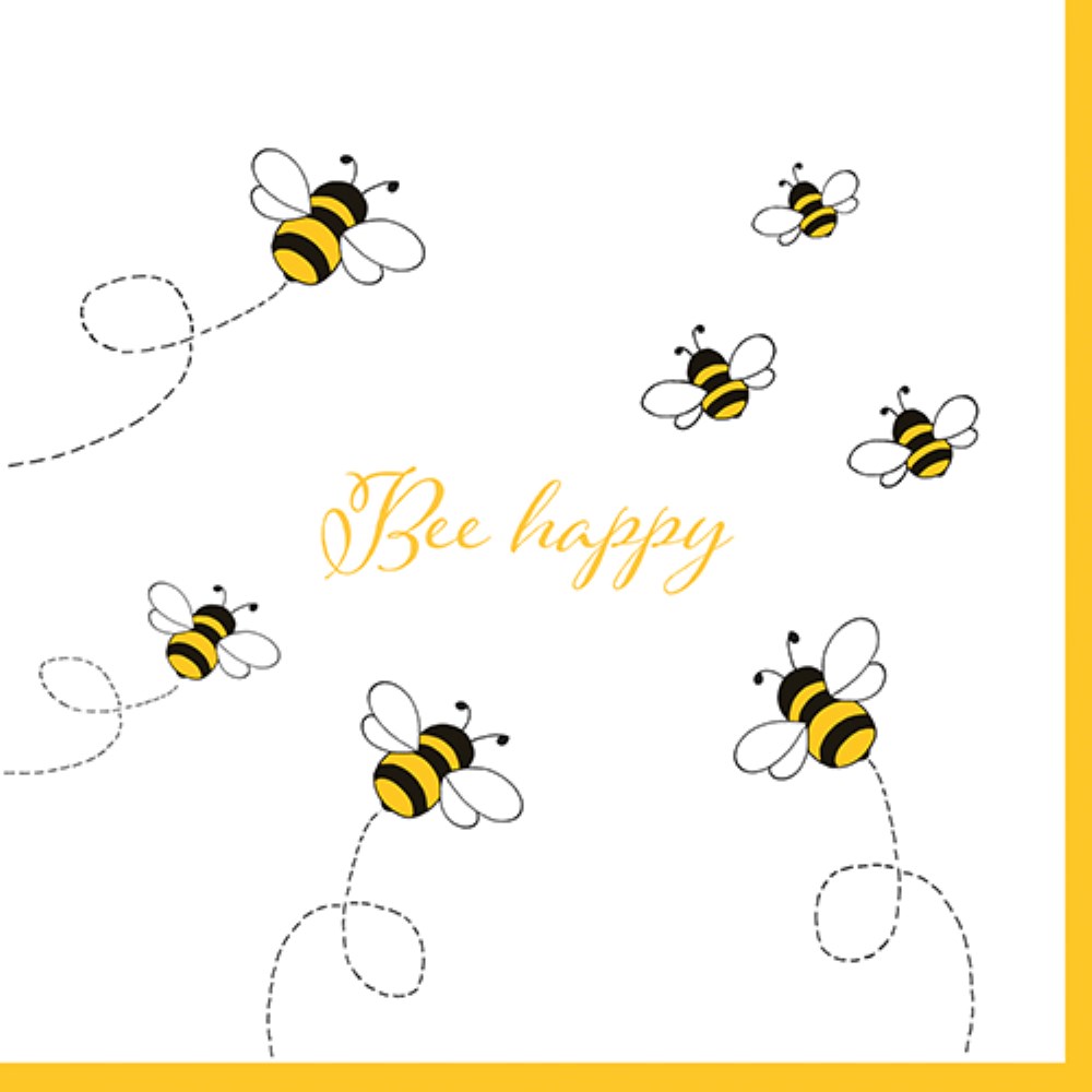 30 Servietten, 3-lagig 1/4-Falz 33 cm x 33 cm "Bee Happy"