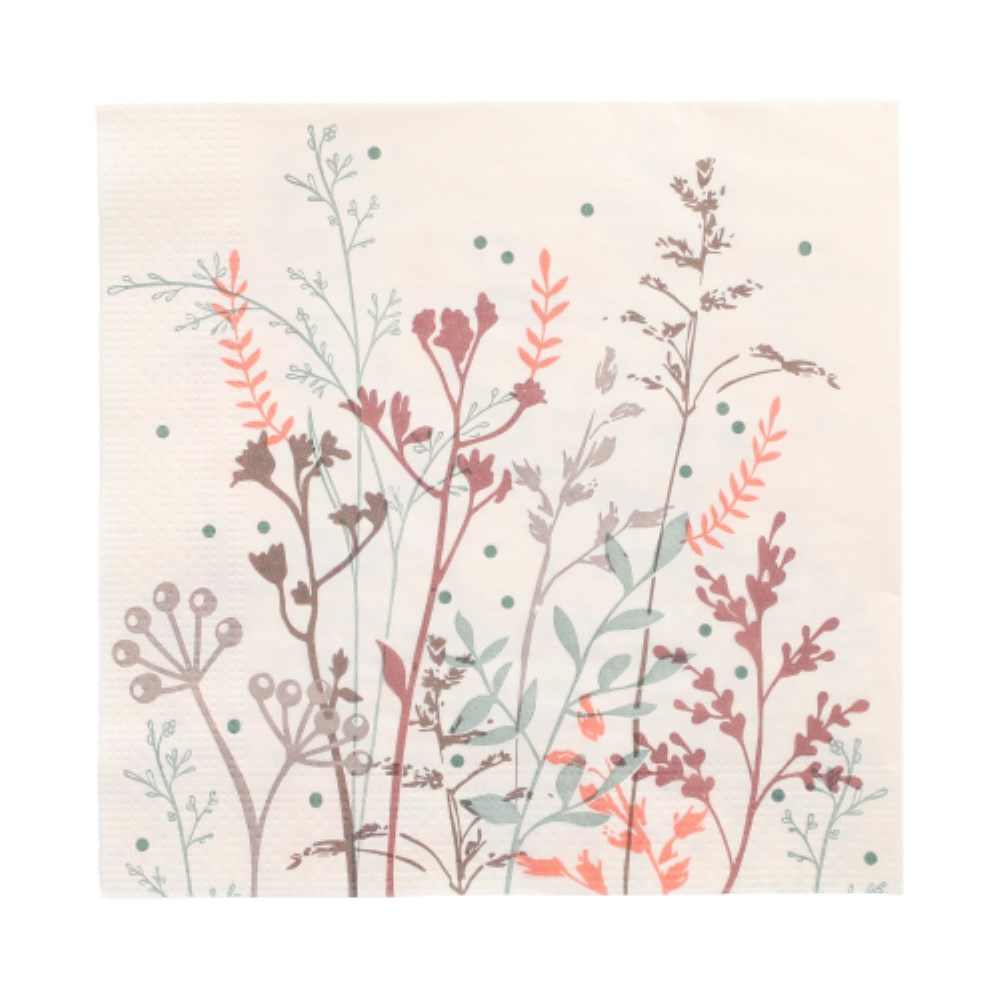 20 Servietten, 3-lagig 1/4-Falz 33 cm x 33 cm "Wild Grasses"