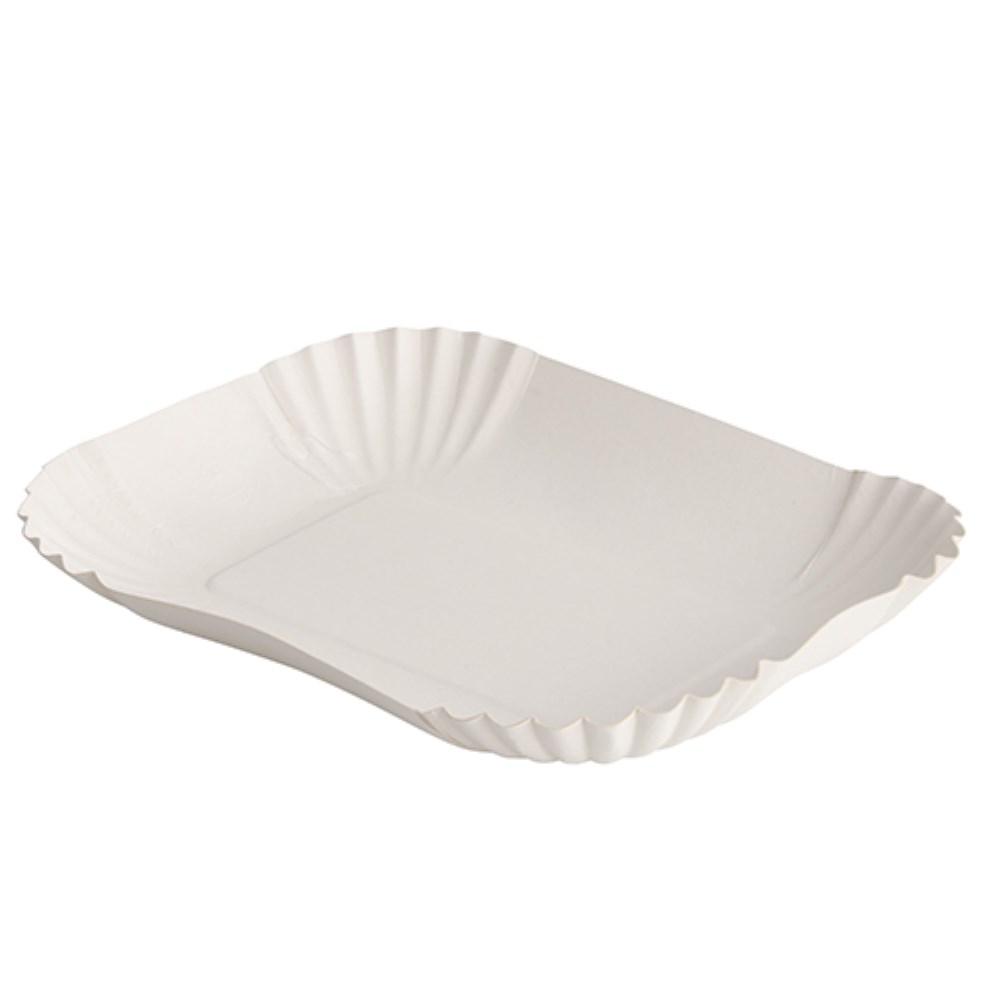 250 Schalen, Pappe "pure" eckig 13 cm x 17,5 cm x 3 cm weiss