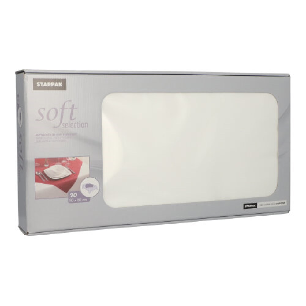 20 Mitteldecken, stoffähnlich, Vlies "soft selection" 80 cm x 80 cm weiss